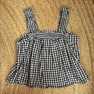 A.N.A Black Gingham Baby Doll Top Size M